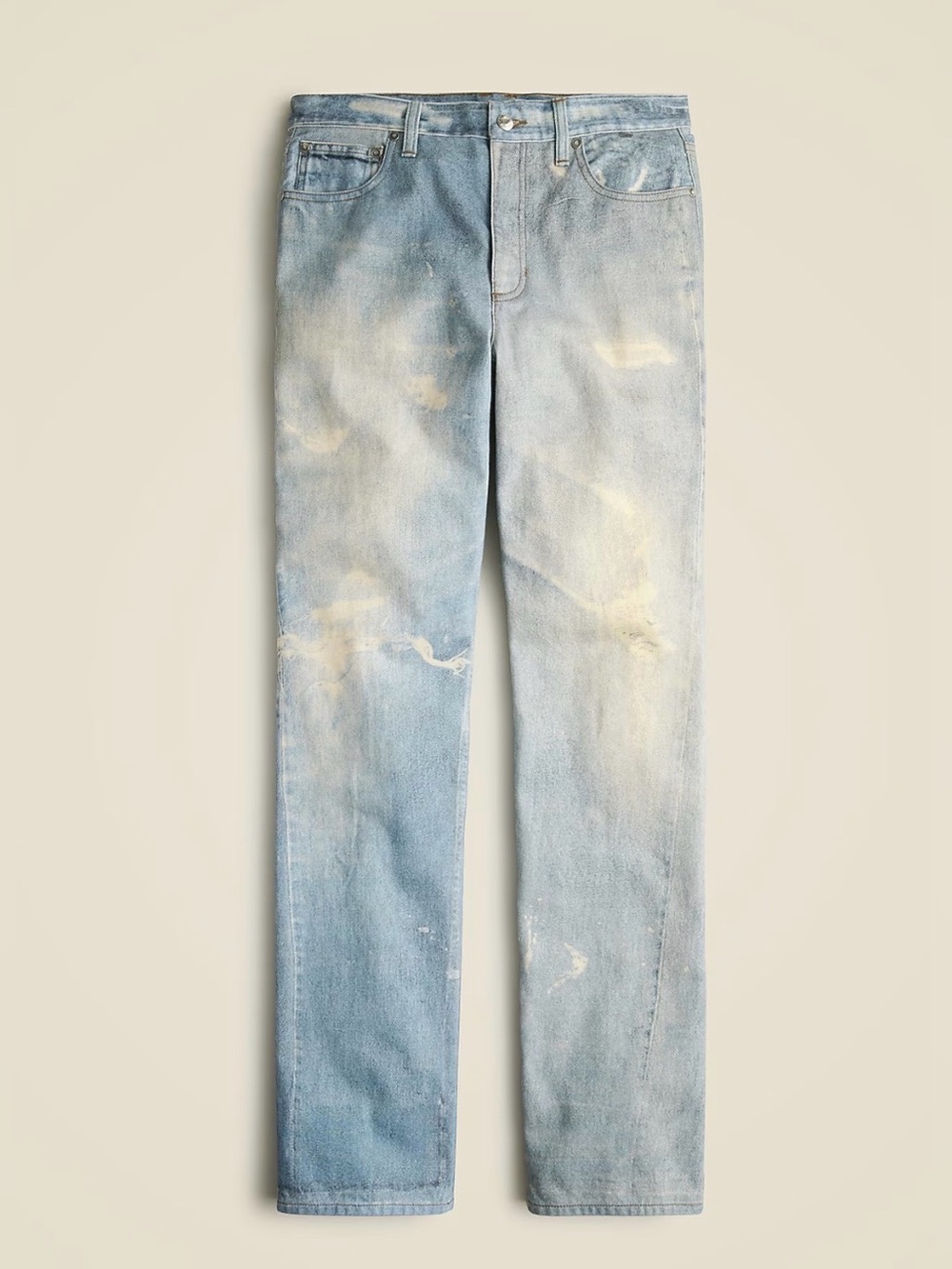 POINT SUR x J.CREW Collaboration Printed-On Distressed Loose Straight Jeans